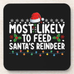 Most Likely To Feed Santa's Reindeer Christmas Coaster<br><div class="desc">Most Likely To Feed Santa's Reindeer Christmas</div>