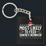 Most Likely To Feed Santa's Reindeer Christmas Key Ring<br><div class="desc">Most Likely To Feed Santa's Reindeer Christmas</div>