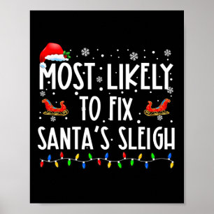 Most Likely To Fix Santa Sleigh Christmas Believe Poster