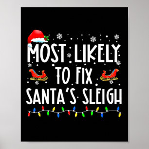 Most Likely To Fix Santa Sleigh Christmas Believe Poster