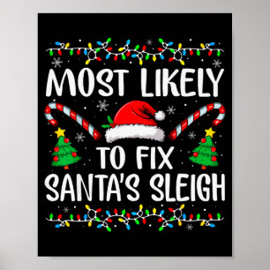 Most Likely To Fix Santa Sleigh Funny Xmas Family  Poster