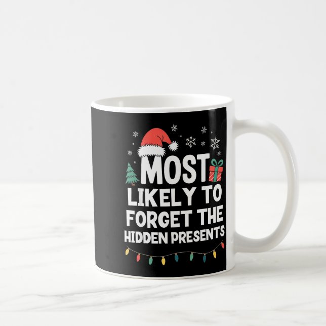 Most Likely To Forget The Hidden Christmas Funny  Coffee Mug (Right)