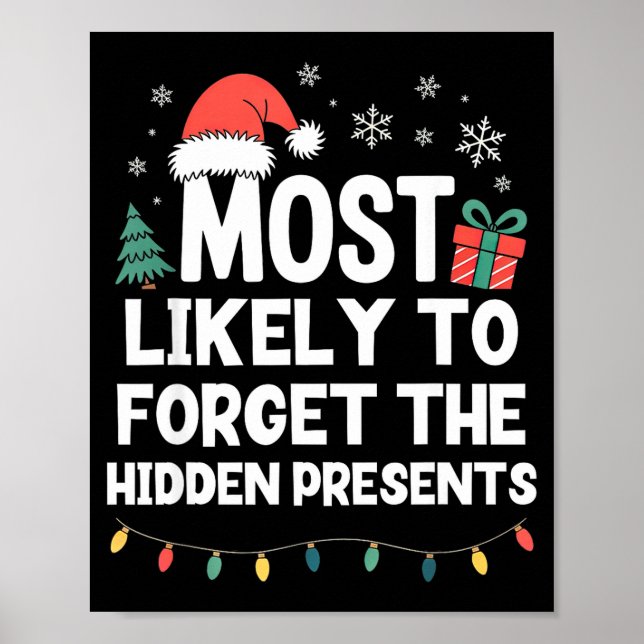 Most Likely To Forget The Hidden Christmas Funny  Poster (Front)