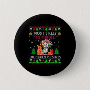 Most Likely To Forget The Hidden Zebra Christmas 6 Cm Round Badge