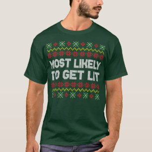 Most Likely To Get Lit Ugly Christmas Sweater Patt