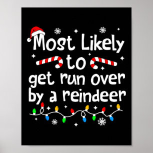 Most Likely To Get Run Over By A Reindeer Christma Poster