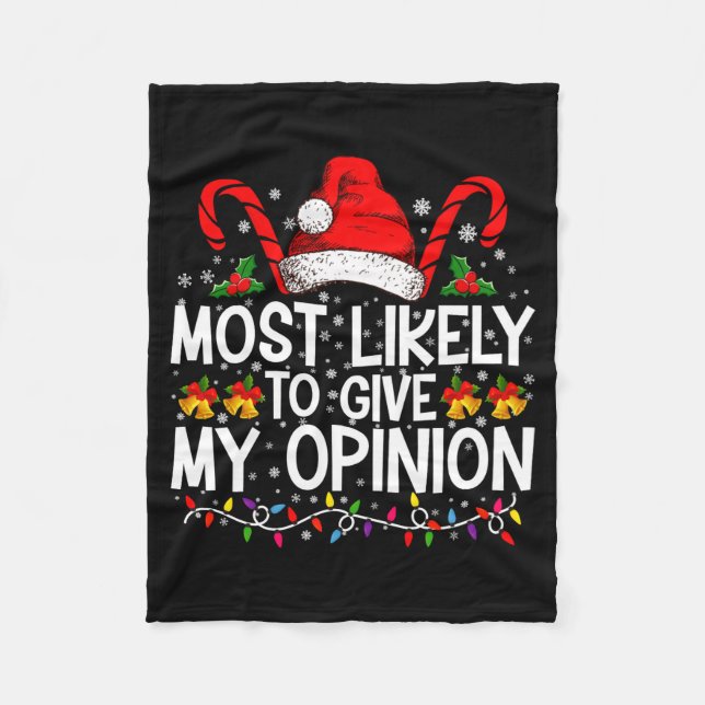 Most Likely To Give My Onion Funny Christmas  Fleece Blanket (Front)