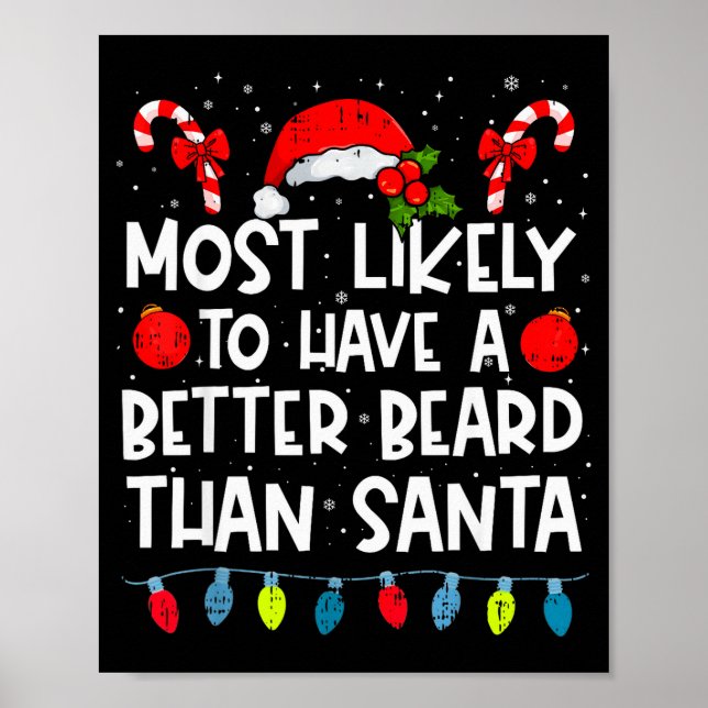 Most Likely To Have A Better Beard Than Santa Fami Poster (Front)