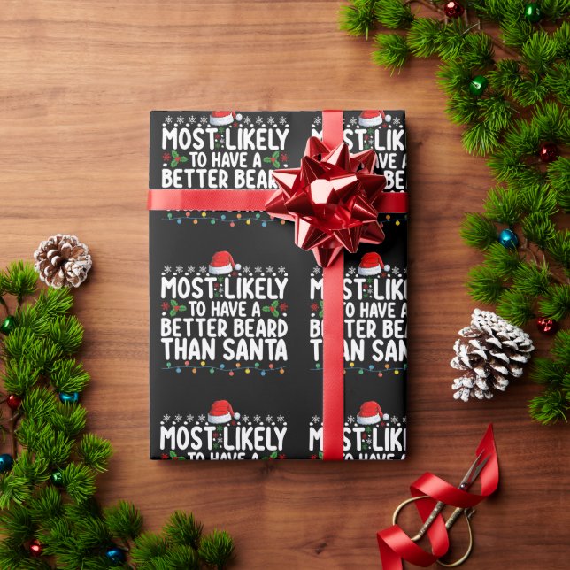 Most Likely To Have A Better Beard Than Santa Wrapping Paper (Holiday Gift)