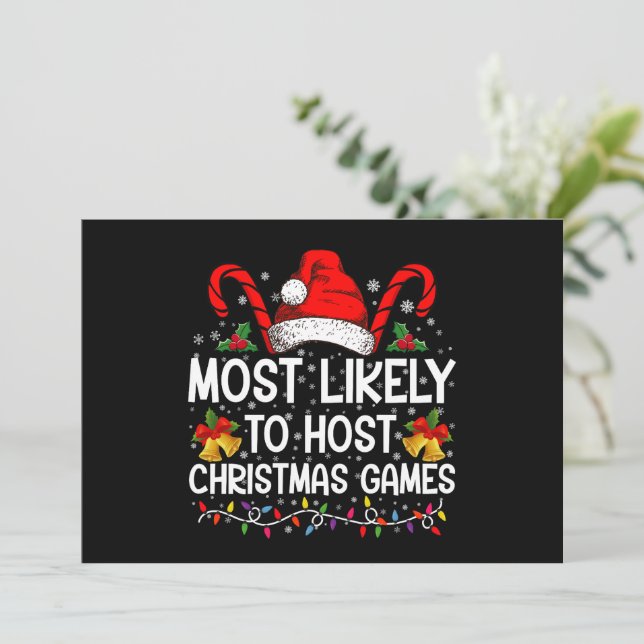 Most Likely To Host Christmas Games Family Invitation (Standing Front)