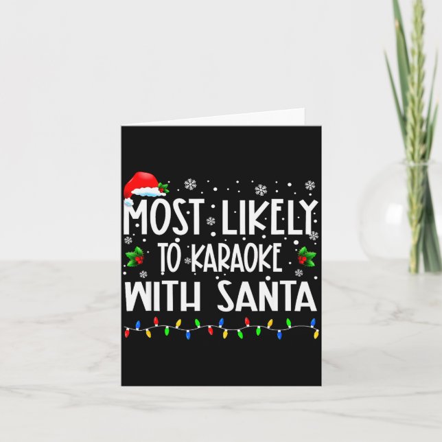 Most Likely To Karaoke With Santa Christmas Matchi Card (Front)
