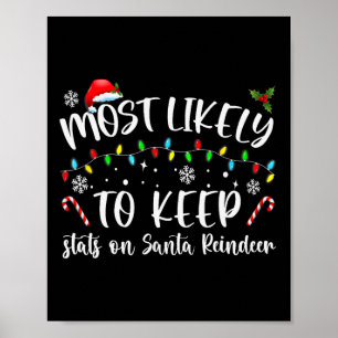 Most Likely To Keep Stats On Santa Reindeer Family Poster