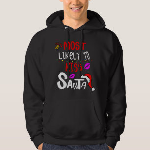 Most Likely To Kiss Santa Claus Christmas Lights Hoodie