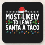 Most Likely To Leave Santa A Taco Funny Christmas Coaster<br><div class="desc">Most Likely To Leave Santa A Taco Funny Christmas</div>