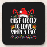 Most Likely To Leave Santa A Taco Funny Christmas  Coaster<br><div class="desc">Most Likely To Leave Santa A Taco Christmas Funny Xmas</div>