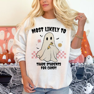 Most Likely To Matching Halloween Ghost Teacher Sweatshirt