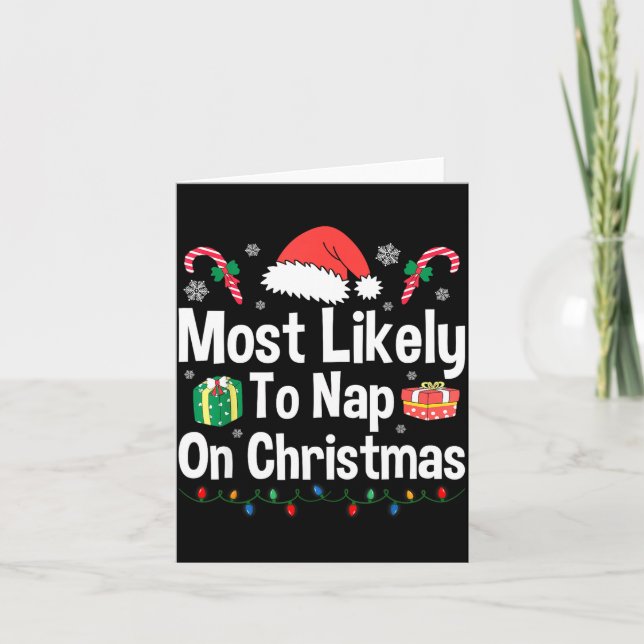 Most Likely To Nap On Christmas Family Funny Match Card (Front)
