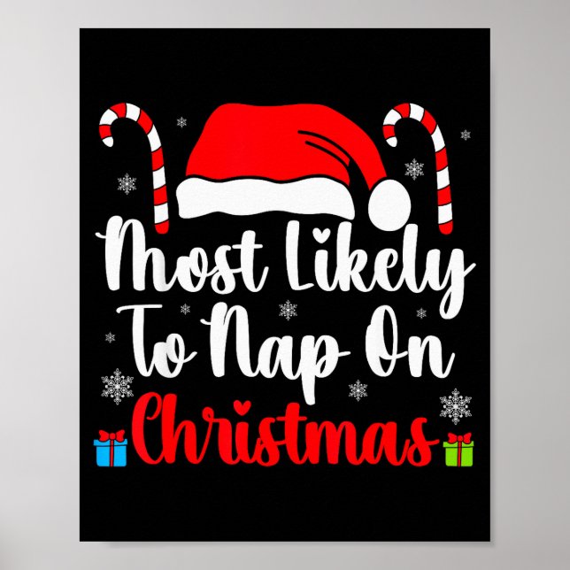 Most Likely To Nap On Christmas Family Funny Match Poster (Front)