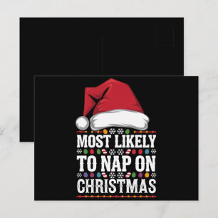 Most Likely To Nap On Christmas Family Matching  Postcard