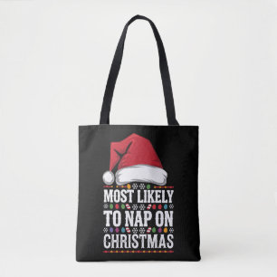 Most Likely To Nap On Christmas Family Matching  Tote Bag