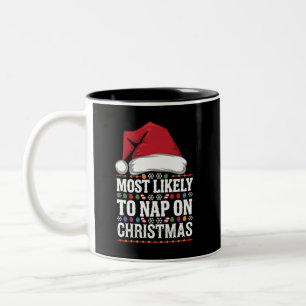 Most Likely To Nap On Christmas Family Matching Two-Tone Coffee Mug
