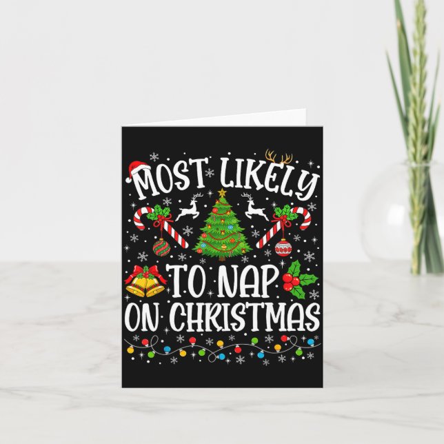 Most Likely To Nap On Christmas Funny Family Match Card (Front)