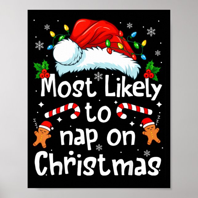 Most Likely To Nap On Christmas Funny Family Match Poster (Front)