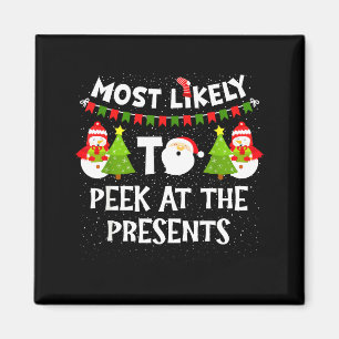 Most Likely To Peek At The Snowman Family Christma Magnet