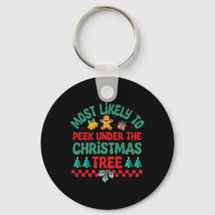 Most Likely To Peek Under The Christmas Tree Pajam Key Ring