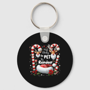Most Likely To Pet The Reindeer Christmas Matching Key Ring