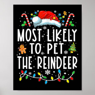Most Likely To Pet The Reindeer Funny Christmas Pa Poster