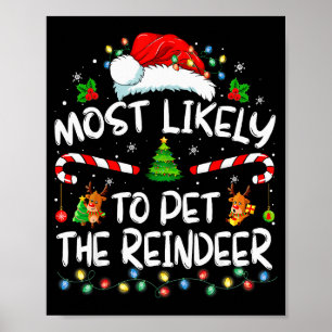 Most Likely To Pet The Reindeer Funny Christmas Poster