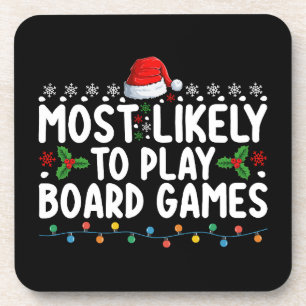 Most Likely To Play Board Games Christmas Family Coaster