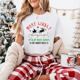 Most Likely to Play Video Games on Christmas Funny T-Shirt