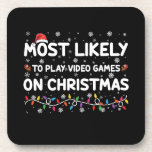 Most Likely To Play Video Games On Christmas Gamer Coaster<br><div class="desc">Most Likely To Play Video Games On Christmas Gamer</div>