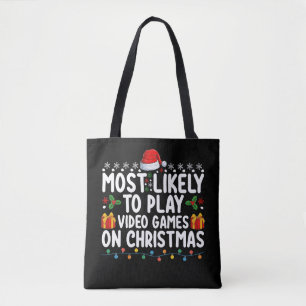 Most Likely To Play Video Games On Christmas Gamin Tote Bag