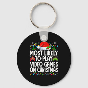 Most Likely To Play Video Games On Christmas Match Key Ring
