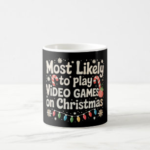 Most Likely To Play Video Games On Christmas Xmas Coffee Mug