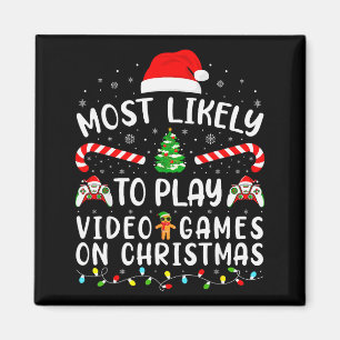 Most Likely To Play Video Games Xmas Family Matchi Magnet