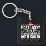 Most Likely To Play Volleyball With Santa Christma Key Ring<br><div class="desc">Most Likely To Play Volleyball With Santa Christmas</div>