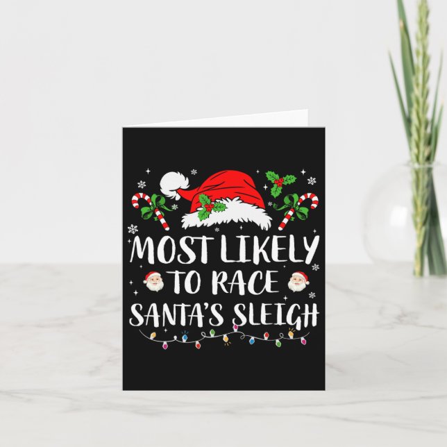 Most Likely To Race Santa's Sleigh Christmas Match Card (Front)