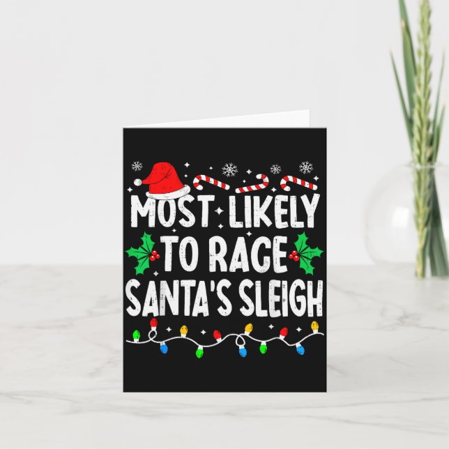 Most Likely To Race Santa's Sleigh Family Matching Card (Front)