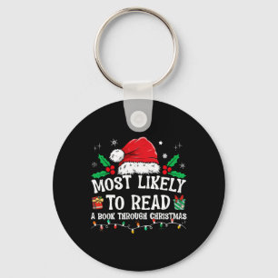 Most Likely To Read A Book Matching Family Christm Key Ring