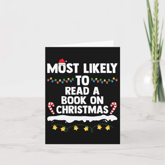 Most Likely To Read A Book On Christmas Matching F Card (Front)