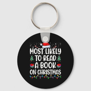 Most Likely To Read A Book On Christmas Matching F Key Ring