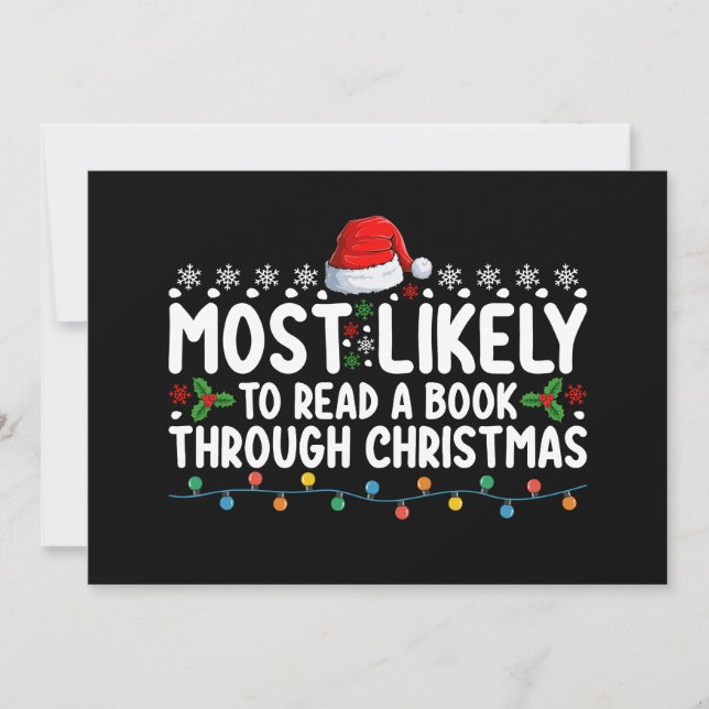 Most Likely To Read A Book Through Christmas Invitation (Front)