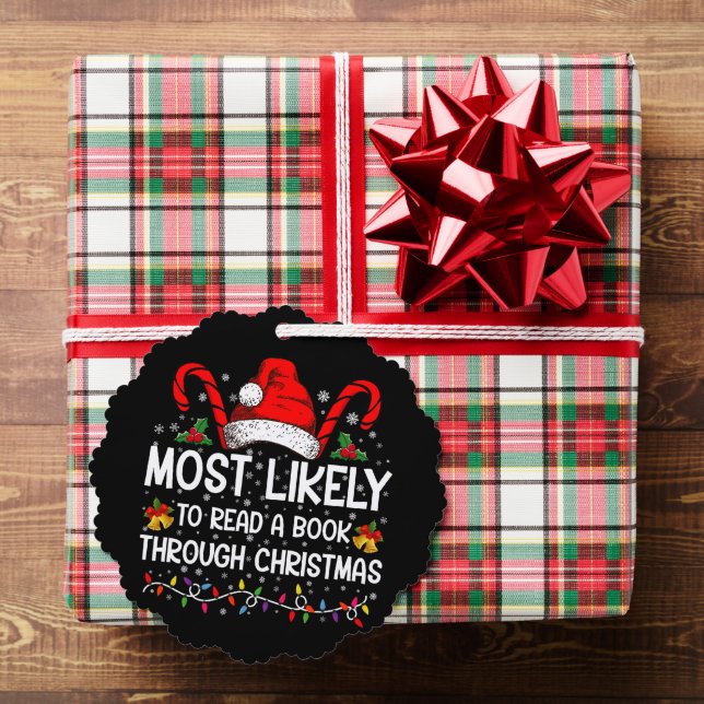 Most Likely To Read A Book Through Christmas  Tree Decoration Card (Insitu (Gift))