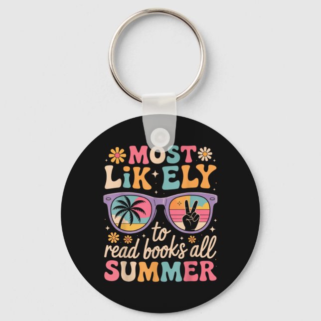Most Likely To Read Books Summer Teacher Student Key Ring (Front)