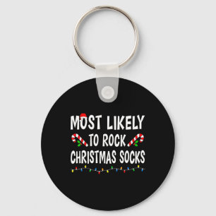 Most Likely To Rock Christmas Socks Match Family F Key Ring