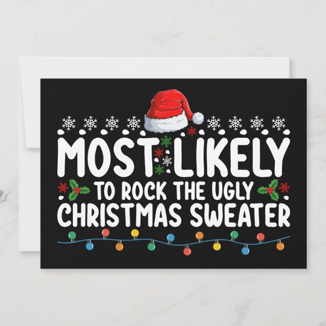 Most Likely To Rock The Ugly Christmas Sweater Invitation (Front)